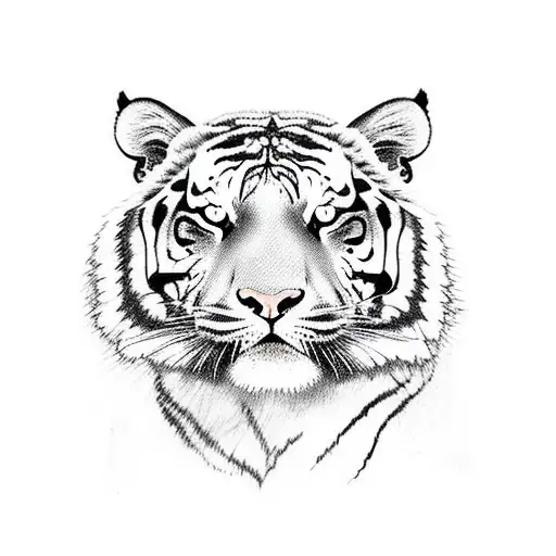 Tiger with a warrior or something related to fighting or MMA tattoo design idea