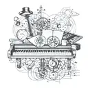 Sketch casual style tattoo elements include stethoscope, Taiwan map, piano, lesbian all together  tattoo design idea