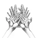 praying hands and shibari tattoo design idea