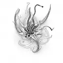 Flame Lily with Carpentry Supplies tattoo design idea