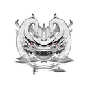 Japanese dragon wrapping around a traditional samurai helmet in a sketch style tattoo design idea