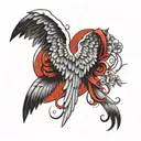 fallen angel wing tattoo design idea