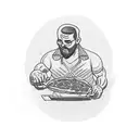 A man cooking pizza tattoo design idea