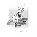 A man cooking pizza tattoo design idea