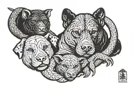 monkey, snake, pig, and rabbit mixed breed dog tattoo design idea