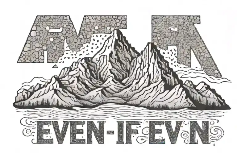 the phrase "Even If" written above an outline of a mountain with "D&C 58:3" written underneath mountain tattoo design idea
