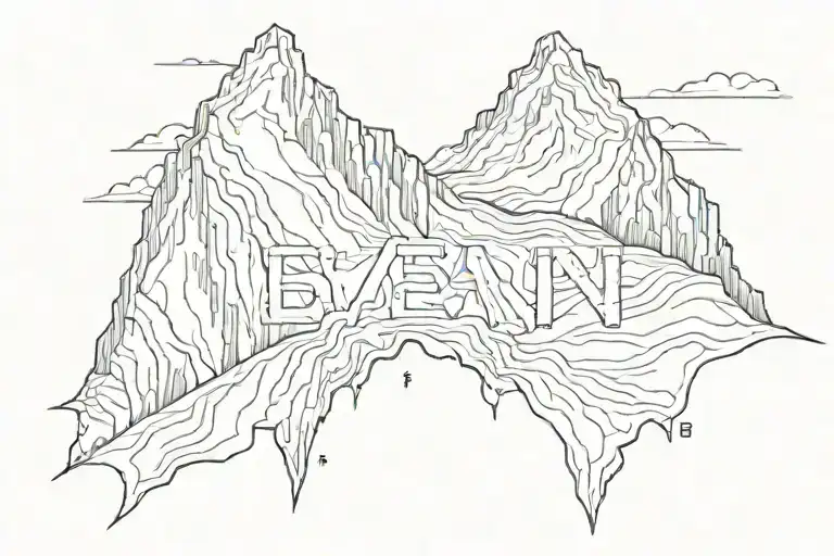 the phrase "Even If" written above a mountain ridge outline with "D&C 58:3" written underneath tattoo design idea
