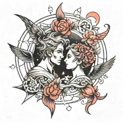 astral compatibility man woman tattoo design idea