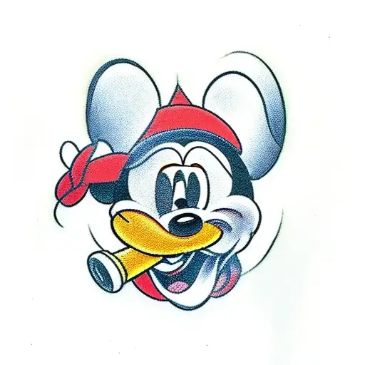 mickey mouse smoking a blunt tattoo design idea