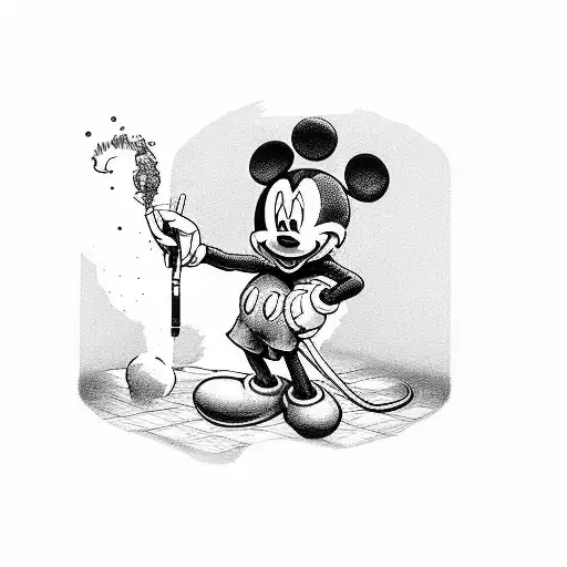 mickey mouse smoking weed tattoo design idea
