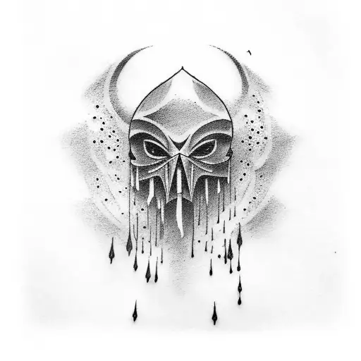 a tattoo with a style from the movie "The Crow" Rain Clouds with crows saying "it can't rain all the time" tattoo design idea