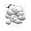 Rain Clouds with crows saying "it can't rain all the time" tattoo design idea