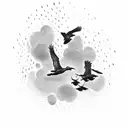 Rain Clouds with crows saying "it can't rain all the time" tattoo design idea