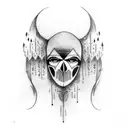 a tattoo with a style from the movie "The Crow" Rain Clouds with crows saying "it can't rain all the time" tattoo design idea