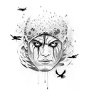 a tattoo with a style from the movie "The Crow" Rain Clouds with crows saying "it can't rain all the time" tattoo design idea