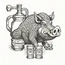 hog drinking a bottle of jack daniels tattoo design idea
