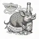 hog drinking a bottle of jack daniels tattoo design idea