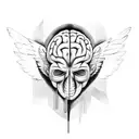 brain  pinned wings tattoo design idea