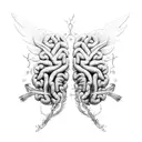 brain  pinned wings tattoo design idea