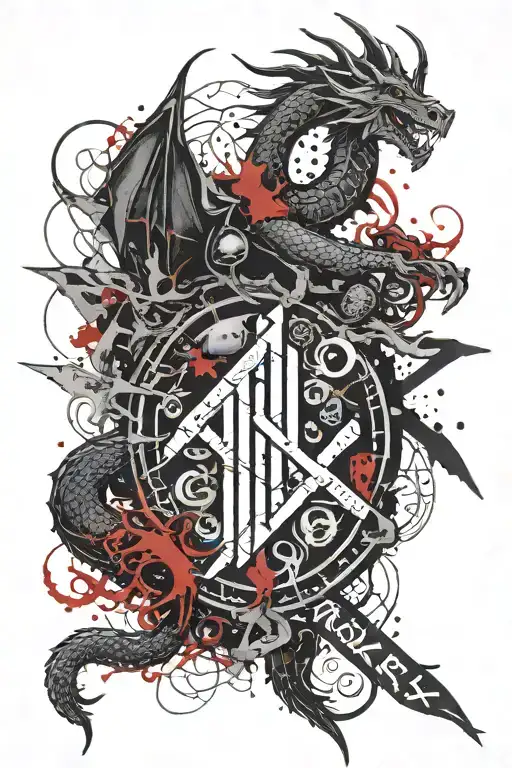norse rune and dragon tattoo tattoo design idea