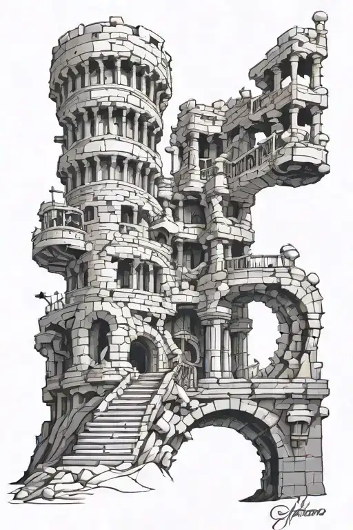 roman building sandcastles tattoo design idea