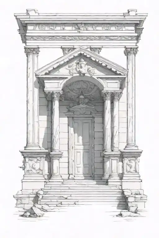 roman building house in front tattoo design idea