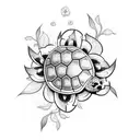 turtle with flowers sleeve tattoo tattoo design idea