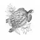 turtle with flowers sleeve tattoo tattoo design idea