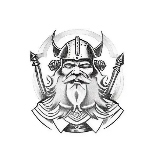 dwarf warrior with armour and weapons tattoo design idea
