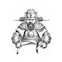 dwarf warrior with armour and weapons tattoo design idea