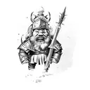 dwarf warrior with armour and weapons tattoo design idea