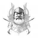 dwarf warrior with armour and weapons tattoo design idea