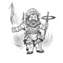 dwarf fighter in victory pose tattoo design idea