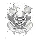 dwarf fighter in victory pose tattoo design idea