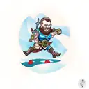 dwarf fighter in victory pose tattoo design idea