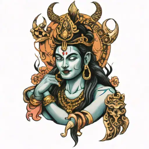 shiva in grief tattoo design idea