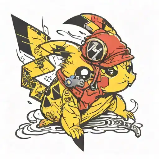 Pikachu snorting a line tattoo design idea
