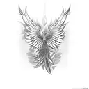 Mythical phoenix::1 vibrant colors, glowing feathers, symbolic flames, dynamic composition tattoo design idea