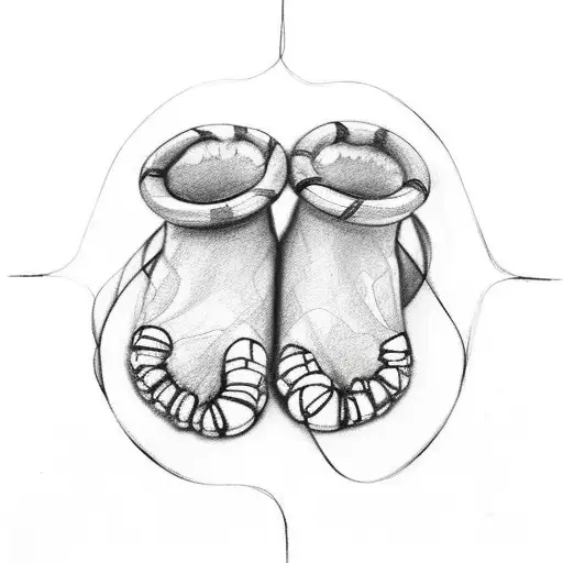 my two babies foot prints in the shape of an infinity sign, their name <Paizleigh and Zion> linking the two foot prints tattoo design idea