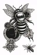 Bee, steampunk, water sign, earth sign, air sign, fire sign, zodiac sign "Virgo" tattoo design idea