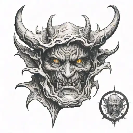 a demon's face tattoo design idea