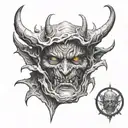 a demon's face tattoo design idea