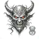 a demon's face tattoo design idea