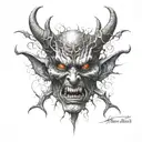 a demon's face tattoo design idea