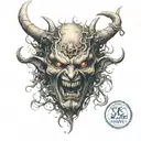 a demon's face tattoo design idea