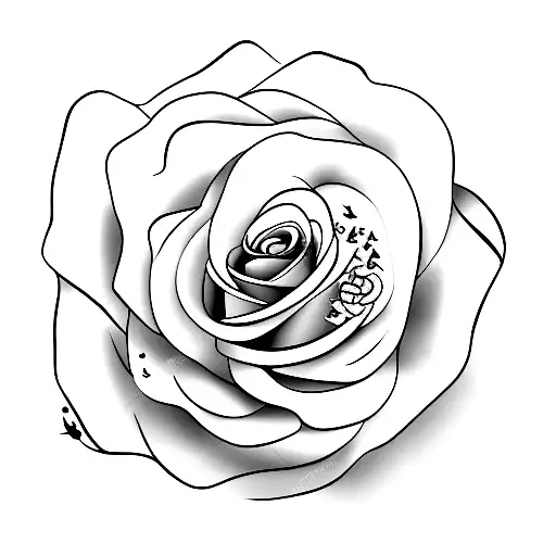 word lucky with small rose  tattoo design idea