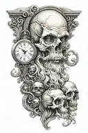 Father Time with skulls tattoo design idea