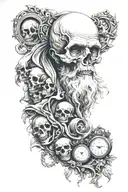 Father Time with skulls tattoo design idea
