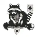 raccoon playing poker cards tattoo design idea