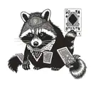 raccoon playing poker cards tattoo design idea